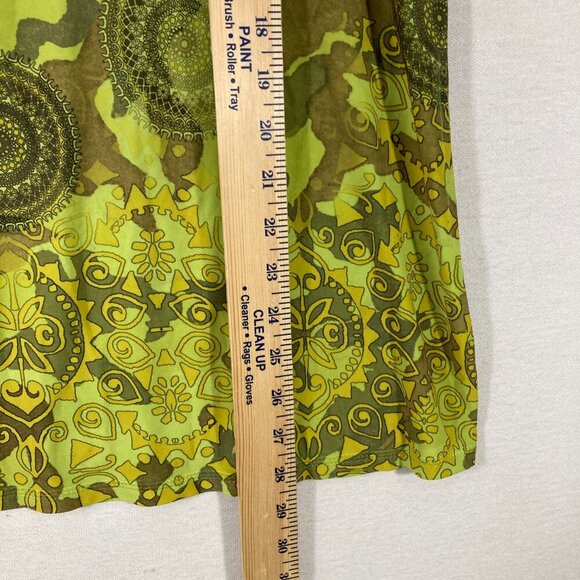 Cocomo Lime Green V Neck Boho Print‎ Beaded Stretch Pullover Top 1X Festival - Picture 5 of 8